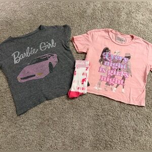 Barbie Girl Graphic Tee/ Crop t-shirts & socks- size small